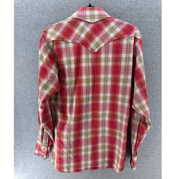Brooks & Dunn Collection Mens sz M Snap Plaid Red & Green Western Collared Shirt - Picture 5 of 10